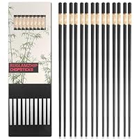 10 Paar Schwarz Essstäbchen, Legierung Essstäbchen Spülmaschinenfest, Essstäbchen Wiederverwendbare, Chinesische Japanischen Essstäbchen Anti-Rutsch für Sushi Asiatische Gerichte