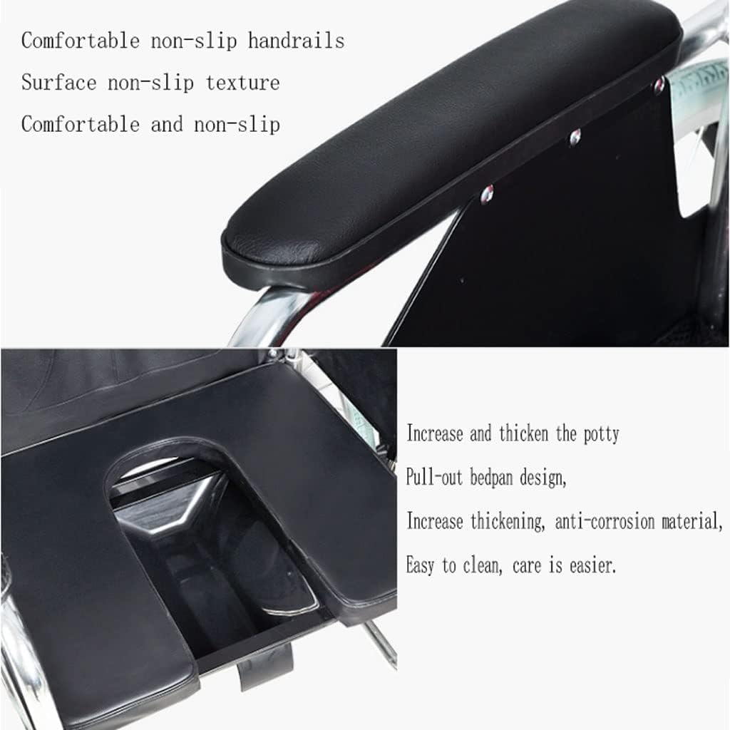 Silla de Ruedas con Respalto Reclinable con Orinal Silla de Ruedas Manual Ligera Y Plegable para Ancianos Silla de Ruedas