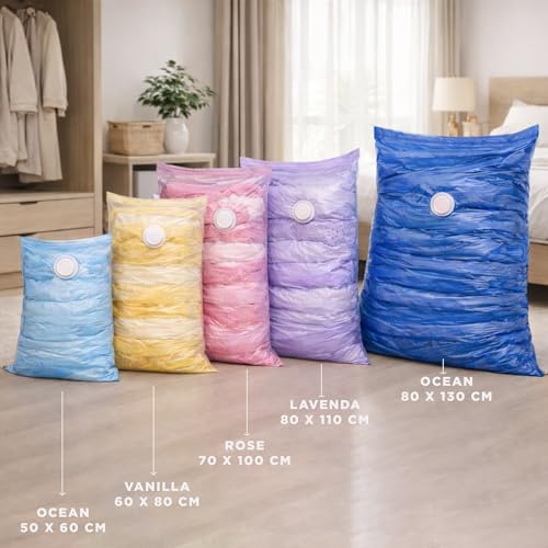 Image of CLAPONE Vacuum Storage Bags /Jumbo Space Saver Vacuum Seal Bags /Space /Vacuum Sealer Bags for Clothes /Comforters /Blankets /Bedding Clothes (5 Pcs Fragrance)