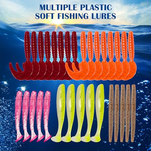 GOANDO 404pcs Fishing Accessories Kit,Fishing Lures for Bass Trout Salmon,Fishing Tackle Box with Tackle Included for Freshwater and Saltwater,Fishing Gear and Equipment