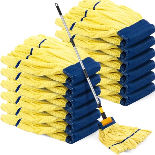 Image of Hushee 1 Pack Large Microfiber Tube Mop Heads 18 oz Heavy Duty Commercial Industrial Wet Mop Head Refill Reusable Machine Washable Looped End Mopheads for Hardwood, Tile, Laminate Floors, Yellow