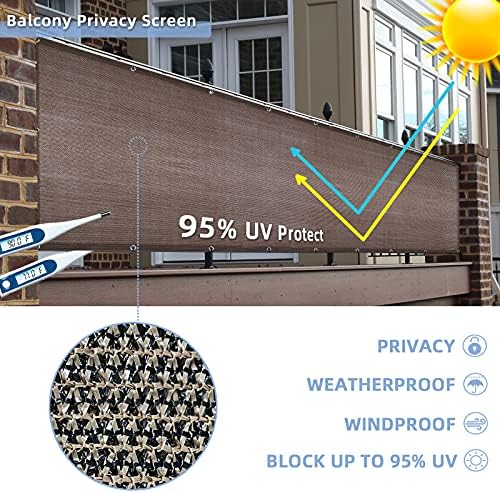 GardenLux 3'x10'Balcony Privacy Screen Cover Fence Cover UV Protection Weatherproof Windscreen Heavy Duty for Patio, Backyard,Brown - 1