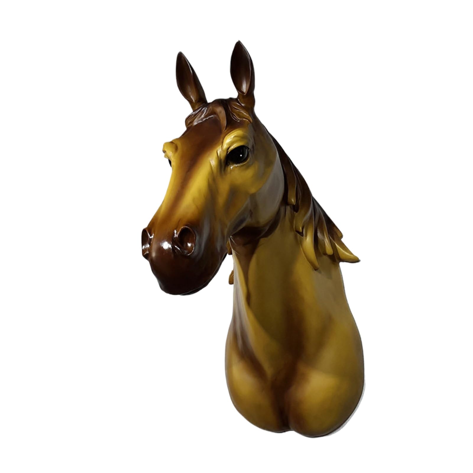 YXCQHZM Escultura de cabeza de caballo montada en la pared de 18 pulgadas, arte para colgar en la pared, arte de taxidermia sintética, decoración de busto para el hogar, bar, decoración de pared