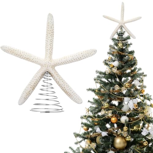 Lenwen Natural Starfish Tree Topper 8.7' Coastal Christmas Decor