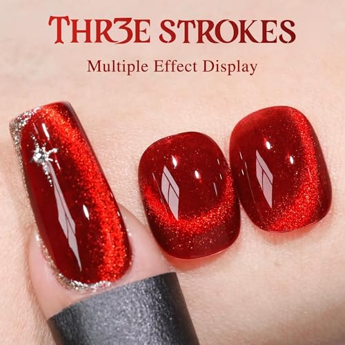 Image of THR3E STROKES 9D Glitter Cat Eye Gelpolish Magnetic Nail Polish Gelpolish Art Manicure DIY at Home Soak Off UV Gel 7.5ML (CE9, 7.5ML), Shimmery Finish