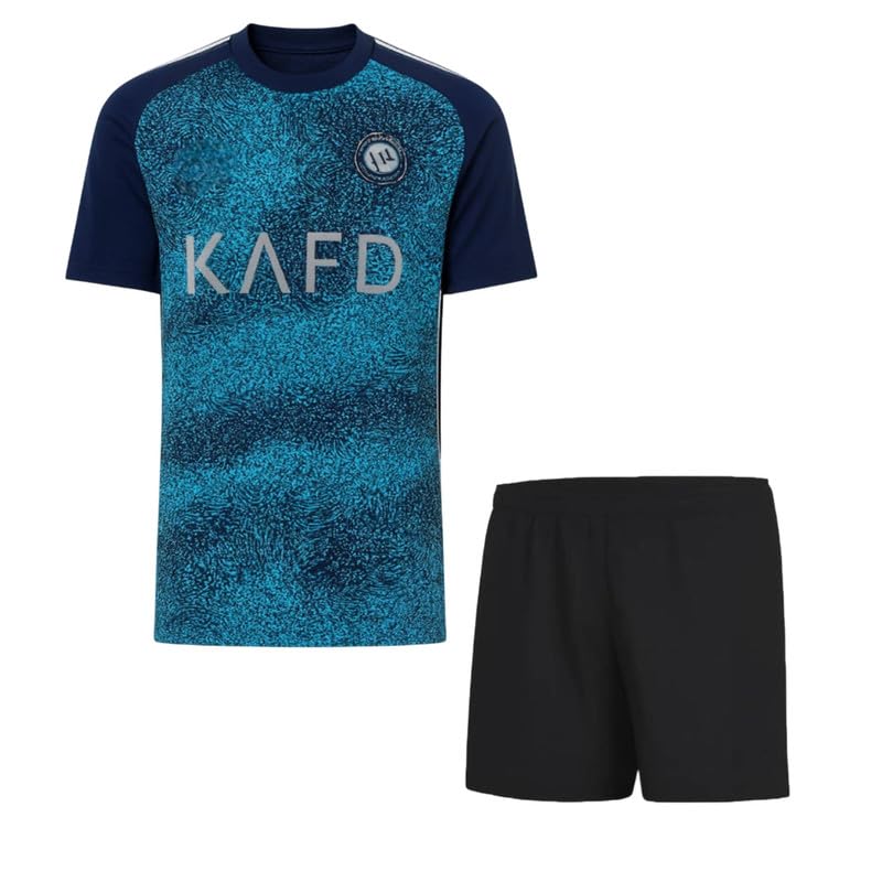 Image of AL Nasser Away Football Club Team Jersey with Black Shorts 2023-24 for Boys and Men