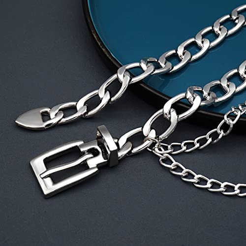 Punk Rock Metal Chunky Waist Chain Belt Buckle Type Belly Chain for Women3