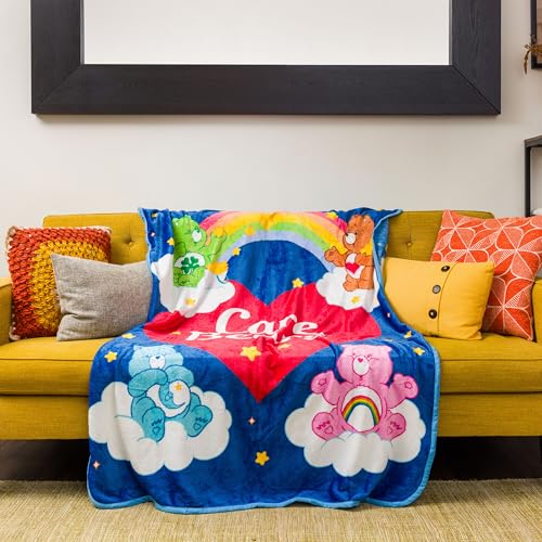 Image of Silver Buffalo Care Bears Rainbow Heart Logo, Fleece Throw Blanket, 45x60in | Bedtime and Tenderheart Bear, Cheer, Soft and Cozy, 180 GSM