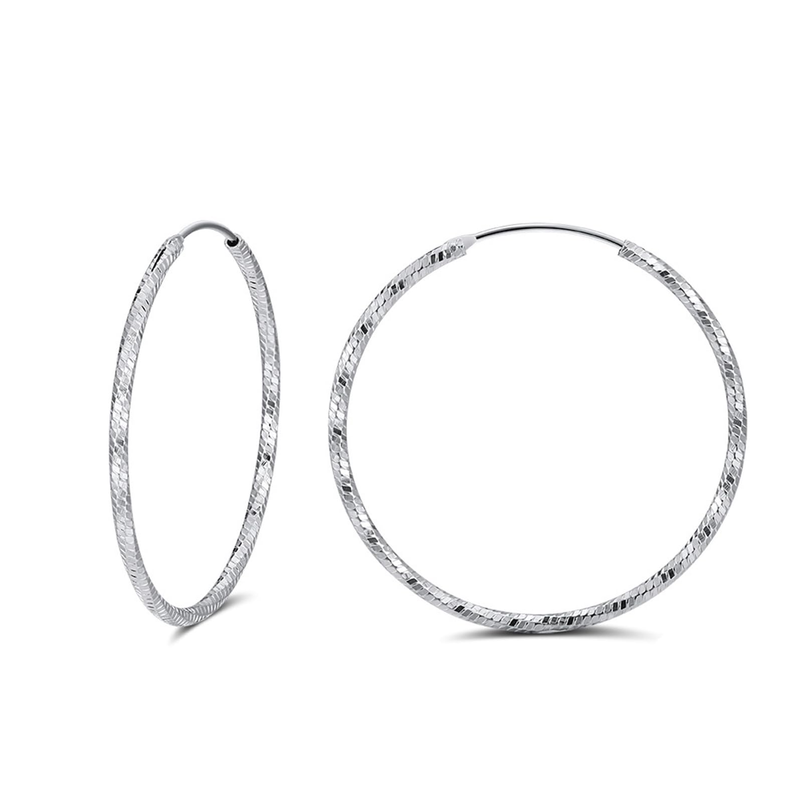 KnSam Srebro wysokiej próby 925, prawdziwe kolczyki damskie, błyszczące, 40 mm, duże kolczyki Hoop Creole, srebro próby 925, prawdziwe kolczyki damskie, srebro wysokiej próby dla kobiet, srebro