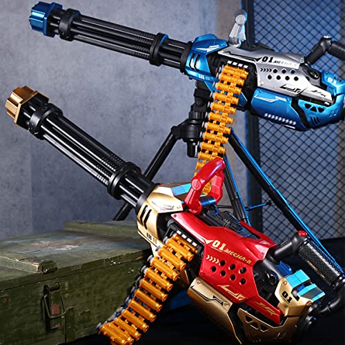 Gatling Toy Gun For Kids, Electronic Rotating Revolving Blasters With Light&Spray, Shell Ejecting Shooting Toy With 140Pcs Soft Bullet, 50Pcs Shells Chain, Great Gift For Kids Age 5+ (Red) #TOP4