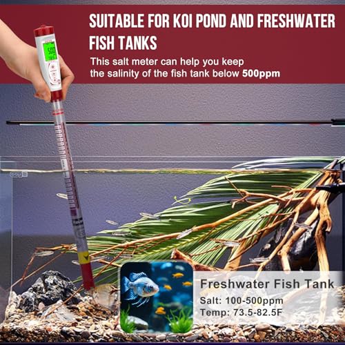 Image of Digital Pool Salt Tester Long Probe Salinity Meter for Saltwater | Pool 13in Long Probe, 0-5000PPM, Accurate Salt Test Kit Truncheon for Hot Tub,Spa, Freshwater Fish Tank, Koi Pond