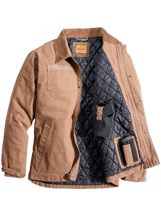 Venado Mens Canvas CCW Jacket (Brown Large)