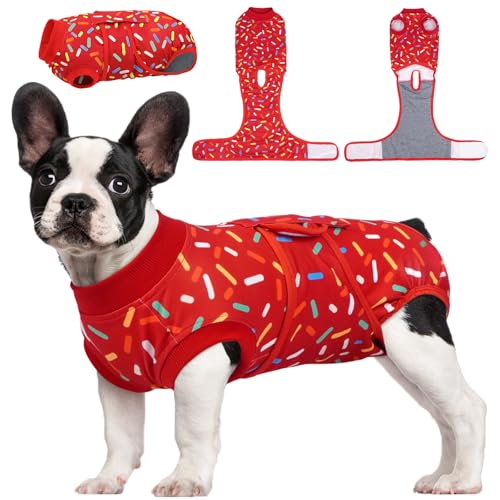 Kuoser Dog Recovery Suit for Female Male Dogs, Post-Surgery Bodysuit for Spay Neuter, Dog Onesie After Surgery, Anti-Licking Pet Surgical Recovery Suit M (Back:13.4-16.1'', Weight:14-25 LB)