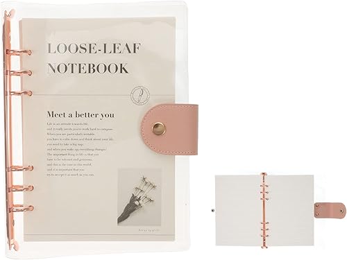 Miniatura 3 de Operitacx Libro transparente de hojas sueltas para el hogar, bloc de notas, cuaderno decorativo, portátil, pequeño, álbum de recortes, cuaderno en