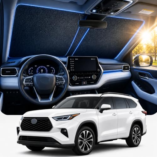 [2026 Upgraded] DooGooCoo Windshield Sun Shade for Toyota Highlander 2020-2025 2026 [Cooling…