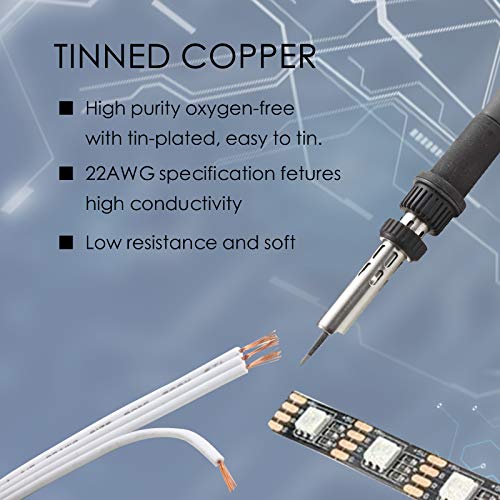 Rgbzone 10M/33Ft 22Awg 4Pin Led Light Strip Cable Cord, Led Electric Wire 22 Gauge, Conductor Extension Cable Line Cord For Rgb Led Strip 5050 3528, Pvc Plastic Flexible(White) #TOP5