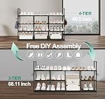 4 Tier Shoe Rack, Wide Shoe Racks,Holds 24-30 Pairs of Shoes,Shoes Rack for Closet,Show Rack