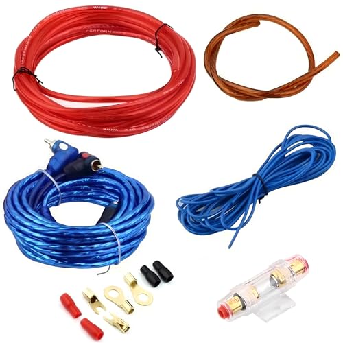 Kit de Câblage pour Amplificateur Voiture 8Ga en Métal et PVC pour Caisson de Basses