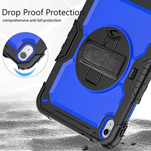 SIBEITU Case for ipad (A16) 11th/ 10th Generation10.9 Inch 2025/2022 with Screen Protector, Heavy Duty iPad Rugged Shockproof Cover with Stand & Strap for iPad 11/10 Gen Case, Blue