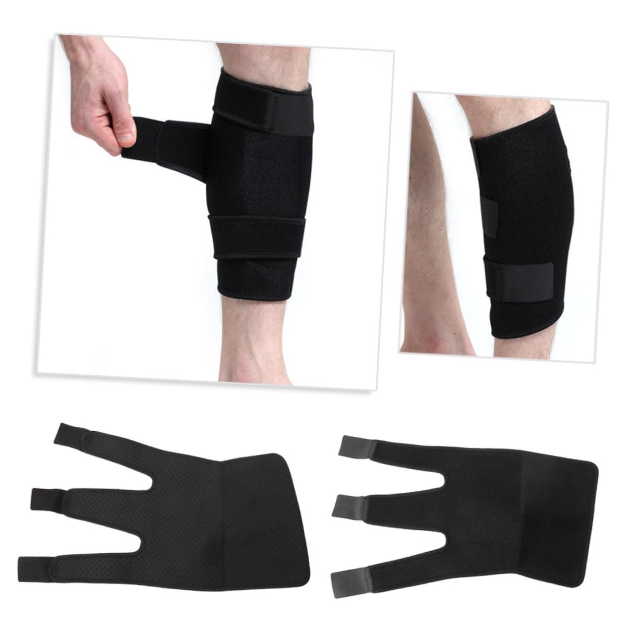 2pcs Calf Compression Protective Pad Shin Guard for Men Football Wrestling Leg Elbow Pads Sports Safety Black