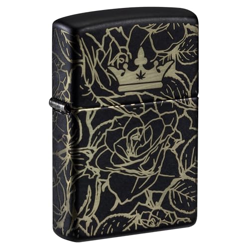 Encendedor Zippo Queen of Bud diseño rosas negro mate miniatura 1