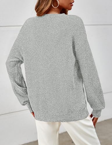 MEROKEETY Women's 2025 Fall Winter Oversized Pullover Sweater Trendy Crew Neck Long Sleeve Heathered Knit Jumper Tops3