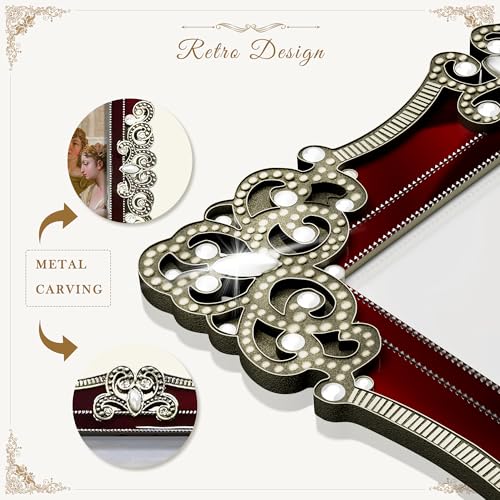 Image of DUENPY Metal 5x7 Photo Frame HD Glass Wine Red 1 Pack | Vibrant Red Metal Frame, Elegant Desktop Ornament, Perfect for Photo Display and Holiday Gifting