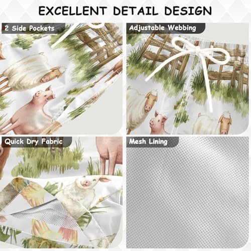 7t Boys Swim Trunks Cute Farm Animals on Grass Comfortable Swimsuit for Boys Water Shorts,S4