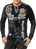 2in1 Langarmshirt mit untergelegtem weißem Shirt im V-Ausschnitt, lässig und modern