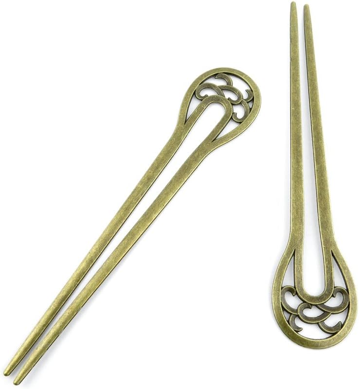 10 Pieces Jewelry Making Charms Findings Antique Bronze Brass Fashion Jewellery Wholesale Supplies Pendant Lots Bulk Supply MU075 Hairpin Head Pins
