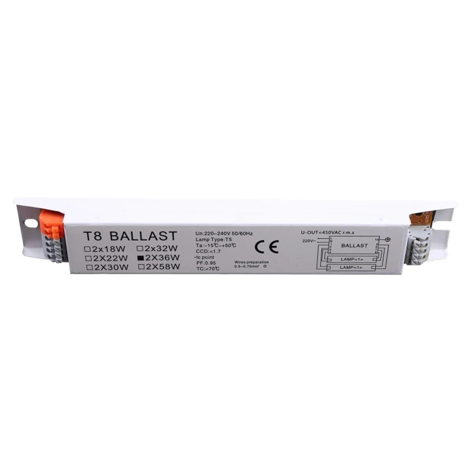 Lampadina Fluorescente istantanea con Alimentatore Fluorescente elettronico da 1 Pezzo 2x36W