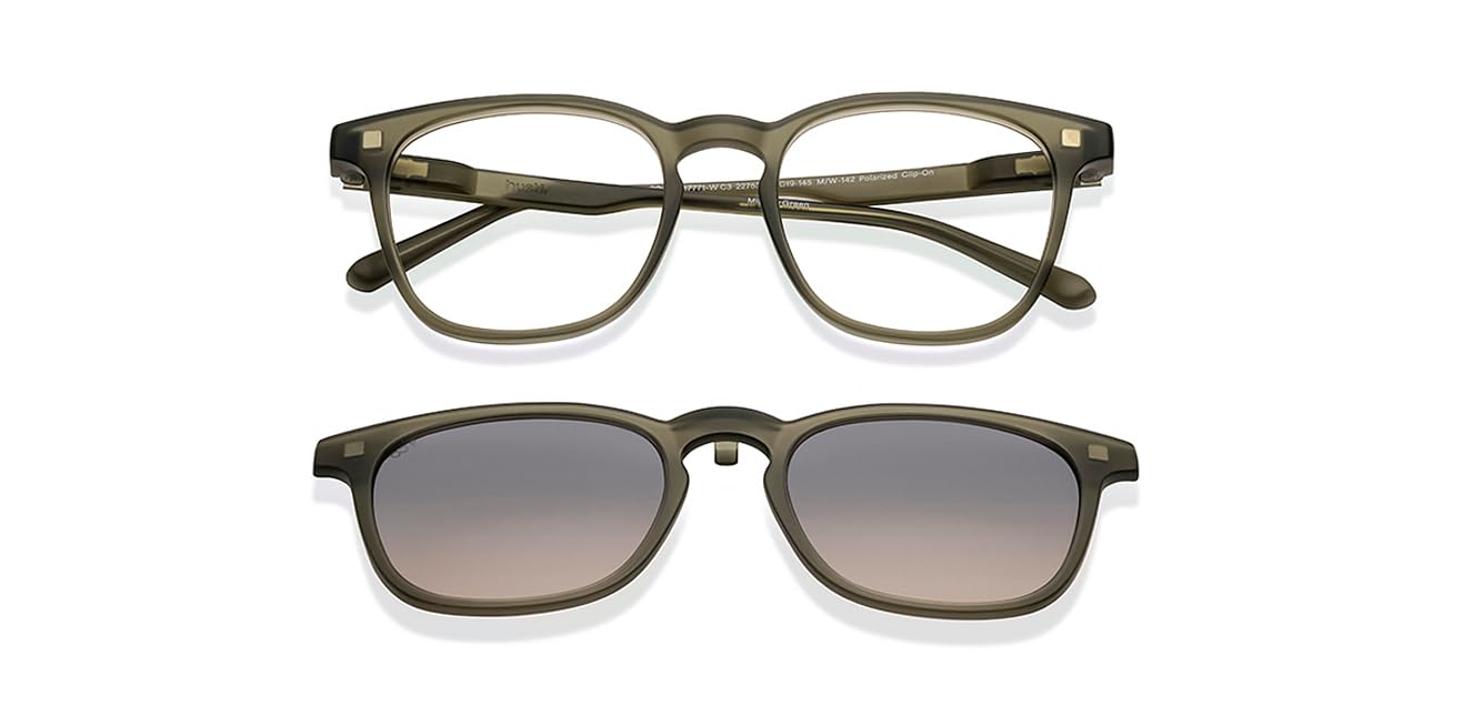 HUSTLR Lenskart Switch | Zero Power Bluecut & Anti-Glare Computer Glasses with Sun Clip-Ons | Two in one glasses | Military Green - Brown Full Rim Square | Unisex | Large | LH E17771-W-picture-12