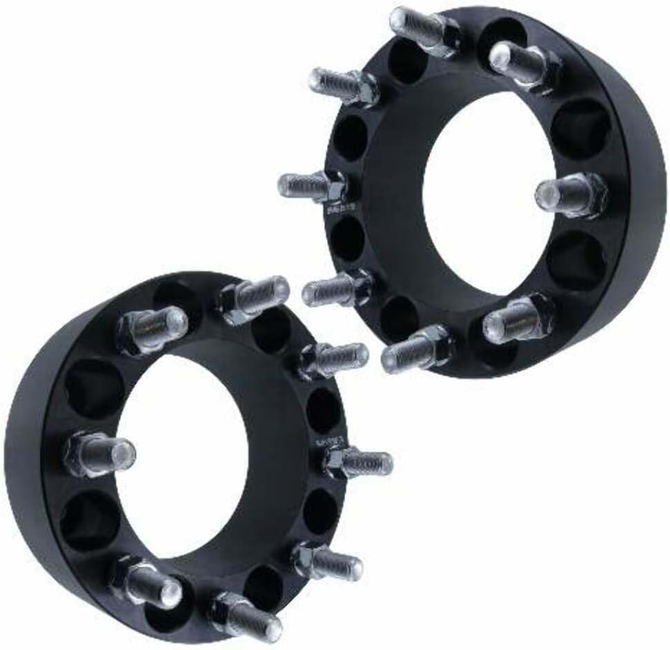 2" 8x6.5 Wheel Spacers - Fits Chevy 2500 HD Silverado Avalanche Express Van C K 3500 Suburban - 2 Inch (50mm), 8x165, 14x1.5 Studs - Pair of 2 - Black