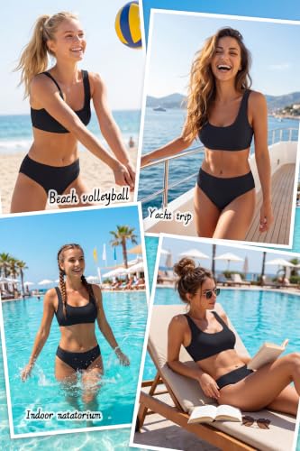 Image of Beautikini Period Swimwear Two Piece Menstrual Leakproof Sporty Bikini Sets Bathing Suit Period Swimsuit for Teen Girls