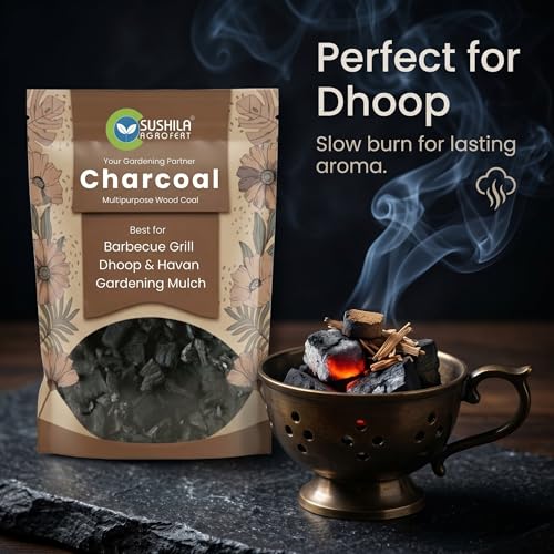 Image of Eco-Friendly Natural Wood Charcoal 1KG | Long Burning Coal & Air Purifier Koyla for BBQ, Grilling, Cooking, Pooja, Dhoop, Havan & Gardening | Activated Charcoal for Indoor Plants