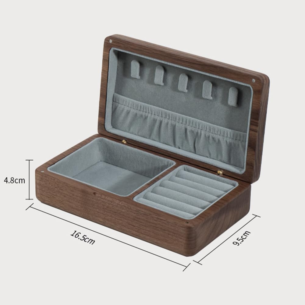 Tragbare Schmuck-Aufbewahrungsbox aus Massivholz – Mini mit Magnetverschluss für Ohrringe, Ringe, Halsketten – ideales Reisezubehör für Frauen