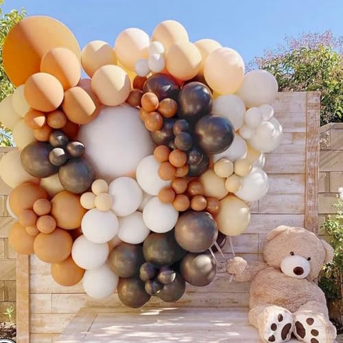 Image of Brown Balloons, 60pcs 12In Neutral Balloon Set, Dark Brown and Sand White Balloons, Tan Cocoa Coffee Beige Nude Latex Balloon for Neutral Baby Shower Birthday Bridal Shower