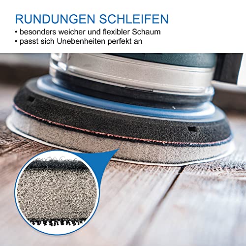 DFS Soft Interface Pad 125mm / 5" for Backing Pad - Foam Cushion Pad with 8-Hole for Hook and Loop Sanding Pad/Discs - Image 4