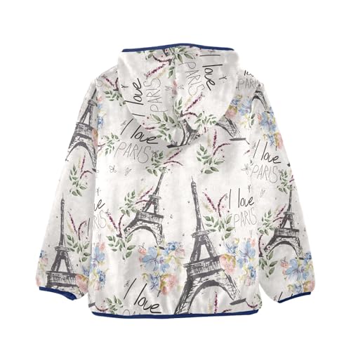 Paris Pattern Girls Fleece Jacket Girls Fall Jacket Girls Zip Up Hoodie Girls Sherpa Jacket 2-10T2