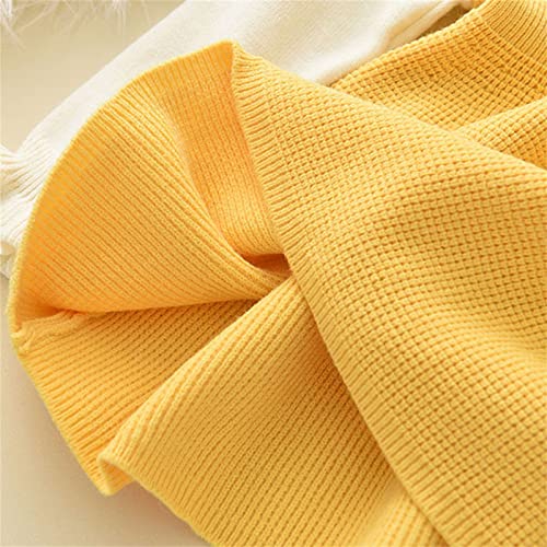 EnJoCho Children Clothes Babys Kids Toddlers Girls Patchwork Bow Tie Spring Winter Long Sleeve Ruffled Knit Sweater Dress4