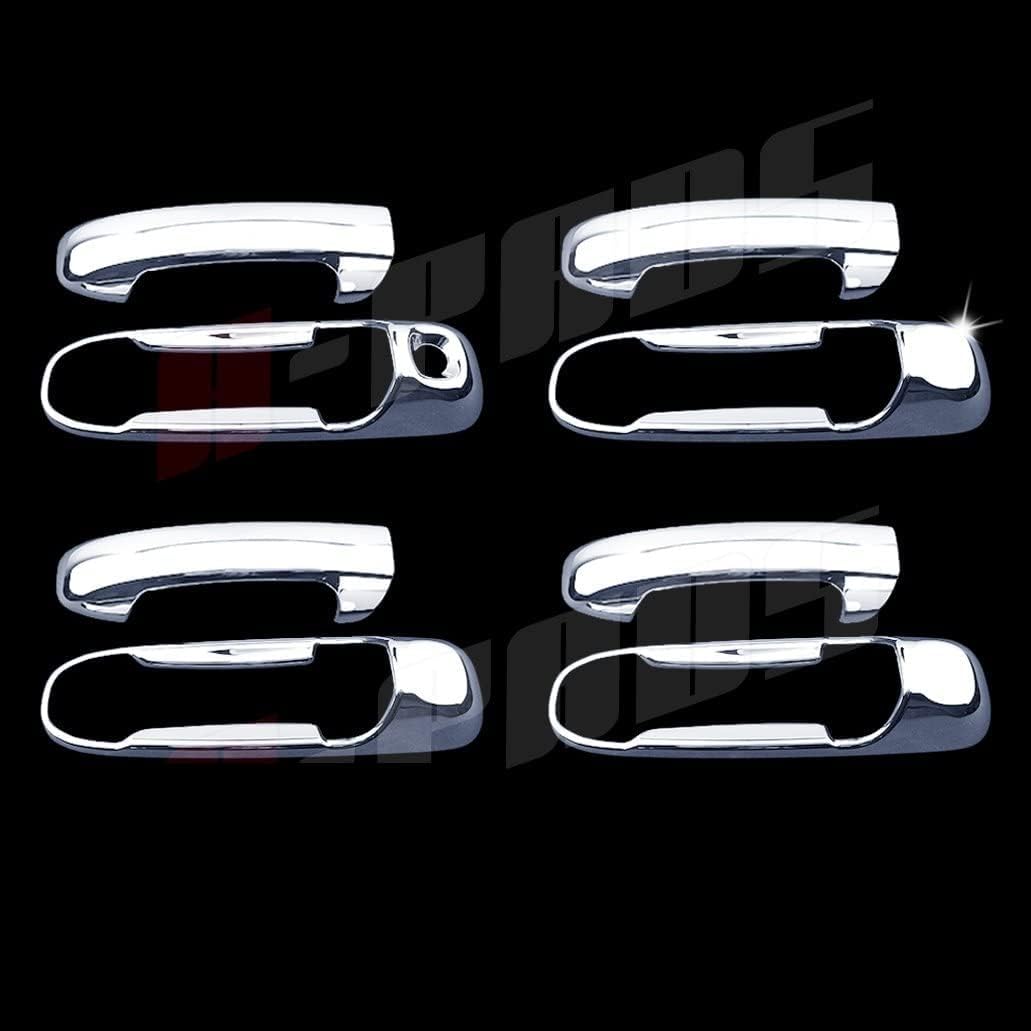 Compatible with(Just Overlay Stick on, NOT for SNAP in Replacement) 4 Chrome Door Handle Covers for 1999-2000 01 02 03 2004 Jeep Grand Cherokee -Without Passenger Keyhole