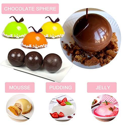 BUSOHA Silicone Molds for Chocolate - 3 Pack 6 Cavity Cake Baking Silicone Molds,Medium Semi Sphere Baking Mold for Making Hot Chocolate Bomb, Jelly, ice cube,Pudding, Dome Mousse