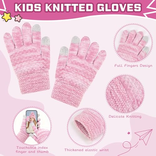 Image of ZOORON Kids Winter Hat Gloves Scarf Set, Girls Boys Hats Beanie with Pom | Children Knit Neck Warmer Mittens Fleece Lined Set Ages for 3-15, Kids Birthdays and Christmas Gifts