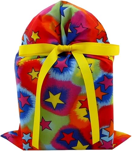 VZWraps Bolsa de regalo de tela reutilizable con estrellas para cumpleaños o cualquier ocasión (estándar de 10 pulgadas de ancho por 15 pulgadas de