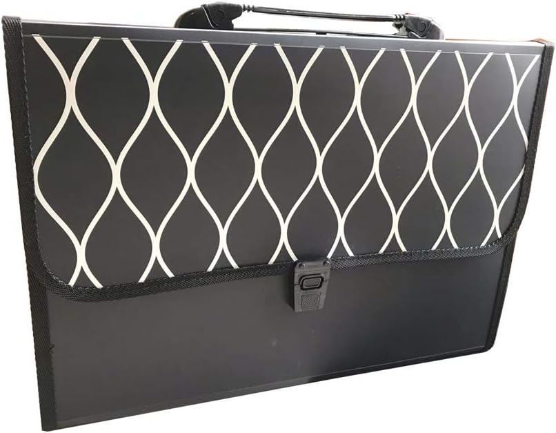 Full Expanding A4 Document Organizer with 13 Pockets, Handle, Index Tab [ Black]