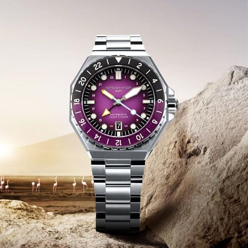 Image of Spinnaker Dumas Men's Automatic GMT Dive Watch - Seiko NH34 Movement, 44mm Stainless Steel Case, Water Resistant 300m, Stainless Steel Bracelet, SP-5119