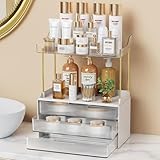 Anylady Bathroom Organizers and Storage, Makeup Organizer (Sturdy Durable Attractive), Ideal for Vanity, Countertop, Counter, Perfume, Skincare, Cabinet, Cosmetic, Dresser Organizer (White)