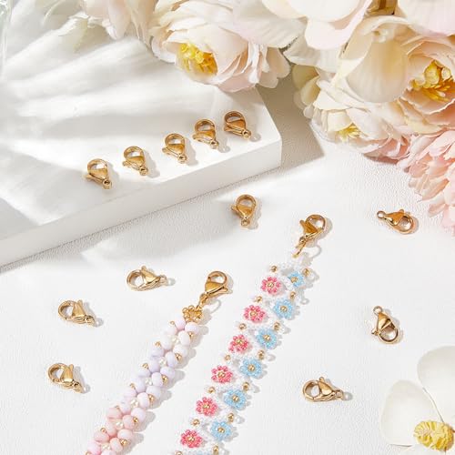 SOFPLATE 1 Box 100Pcs Real 18K Gold Plated Lobster Claw Clasp Jewellery Lobster Clasps Stainless Steel Connectors Accessories for Jewellery Making Supplies DIY Necklace Bracelet Keychains Crafts - Image 4