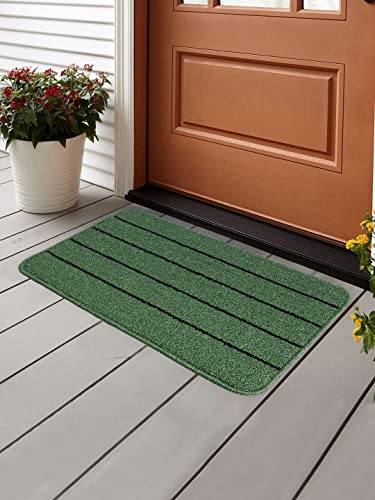 Image of Saral Home 2pc Door Mat Anti-Skid Washable Loop Stripe (Green. 45X60 cm)