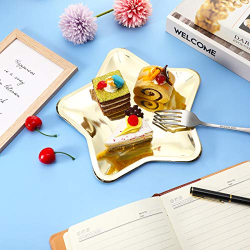 30 Pieces Thick Star Shaped Paper Plates Disposable Party Plate Pentagram Dinnerware Plate For Graduation Independence Day Wedding Birthday Baby Shower, 9.45 Inch (Gold,30 Pieces) #TOP2